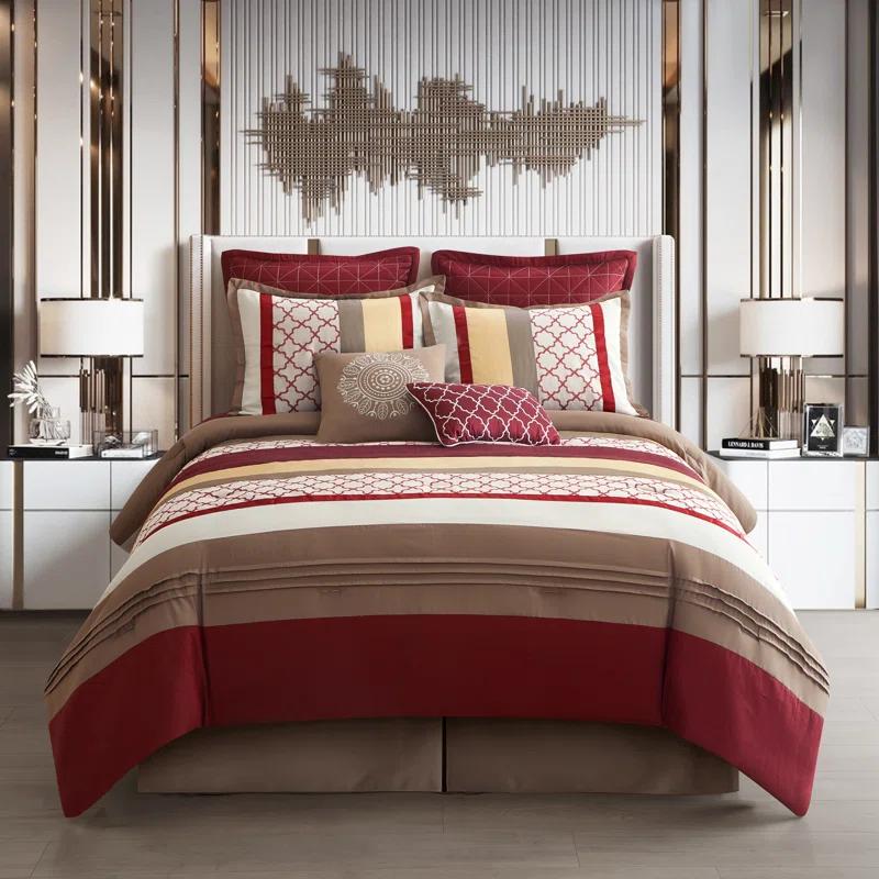 Nanshing America, Inc Avalon Microfiber Modern & Contemporary 8 Piece Comforter Set