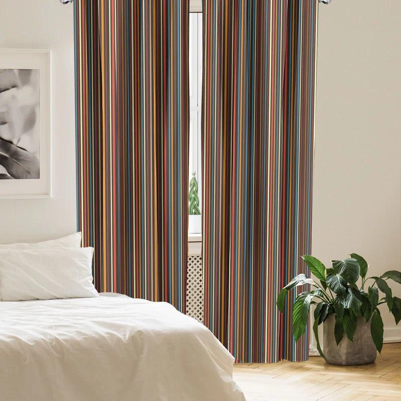 Striped Semi-Sheer Rod Pocket Curtain Panels (Set of 2)