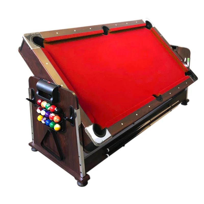 Simba USA Inc Pool Table 7ft Red + Air Hockey + Table Tennis + Table – Crown With Benches