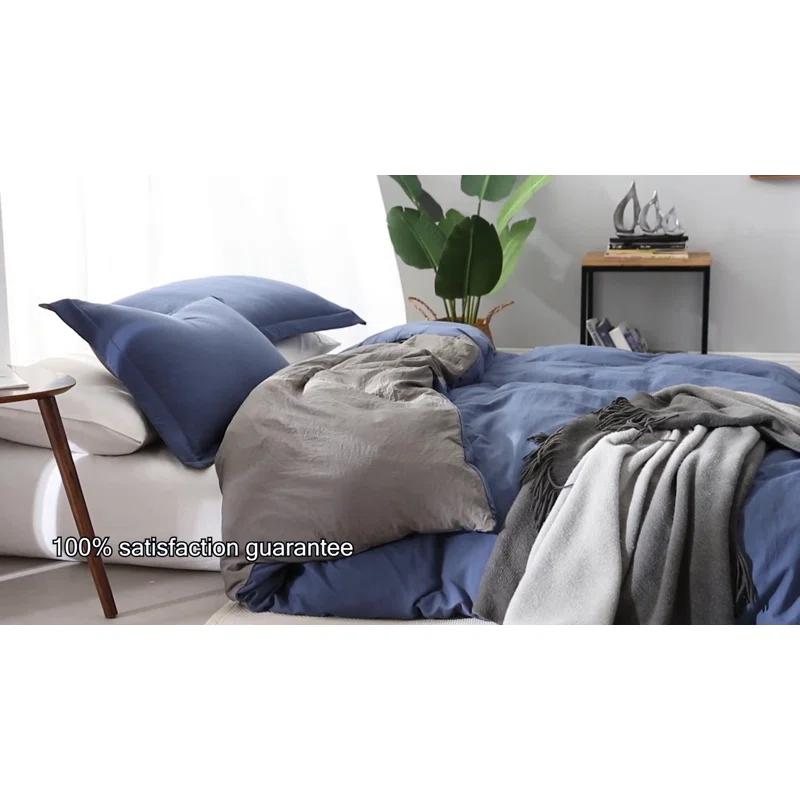 Swift Home Ultra Soft Reversible Crinkle Washed Microfiber Duvet Cover Set