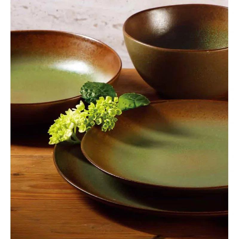 bloomhouse Palermo Sun 16 Piece Stoneware Reactive Glaze Plates and Bowls Dinnerware Set