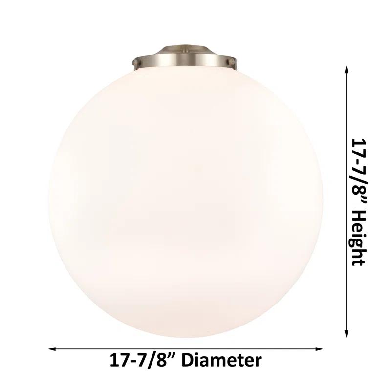 Matte White Glass Globe Pendant with Brass Accents