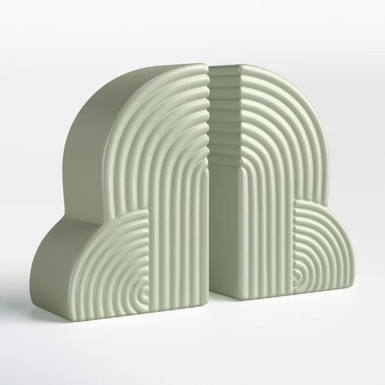 Arch Bookends - 13" x 10" Decorative Ceramic Book Holders - Book Lover Gift Idea (Set of 2)