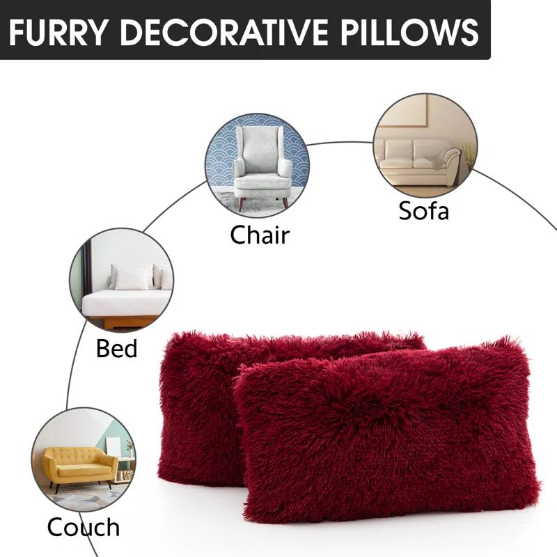 Cheer Collection Cheer Collection Shaggy Hair Decorative Throw Pillows (Set of 2)