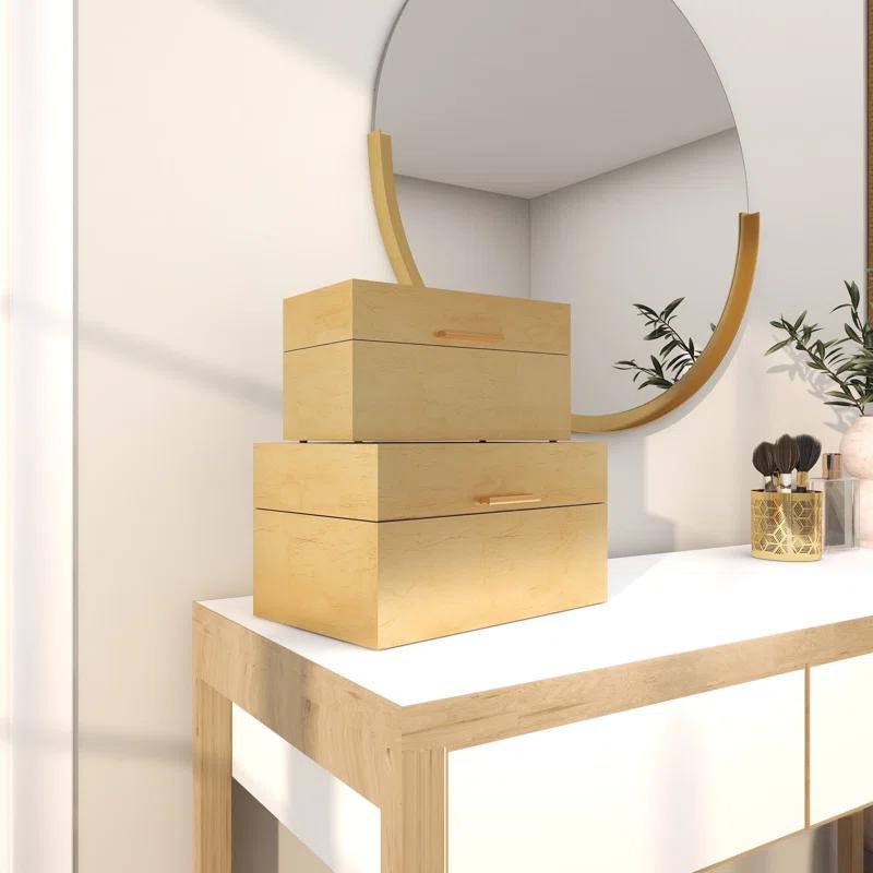 CosmoLiving by Cosmopolitan Wooden Decorative Box with Textured Foiled Exterior Set