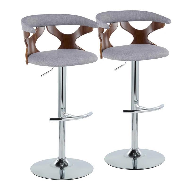 LumiSource Gardenia Swivel Upholstered Adjustable Height Counter Stool with Metal Frame (Set of 2)