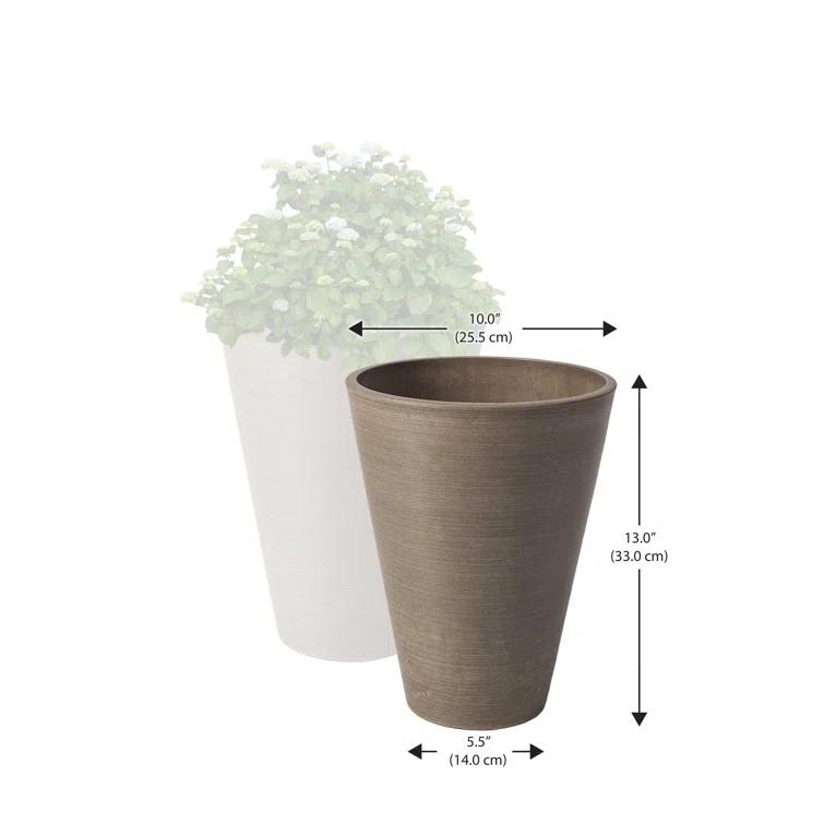 Algreen Valencia Planter, 2 Round Taper Planters, 10-In. Diameter by 13-In., Spun Taupe, 2 Pack