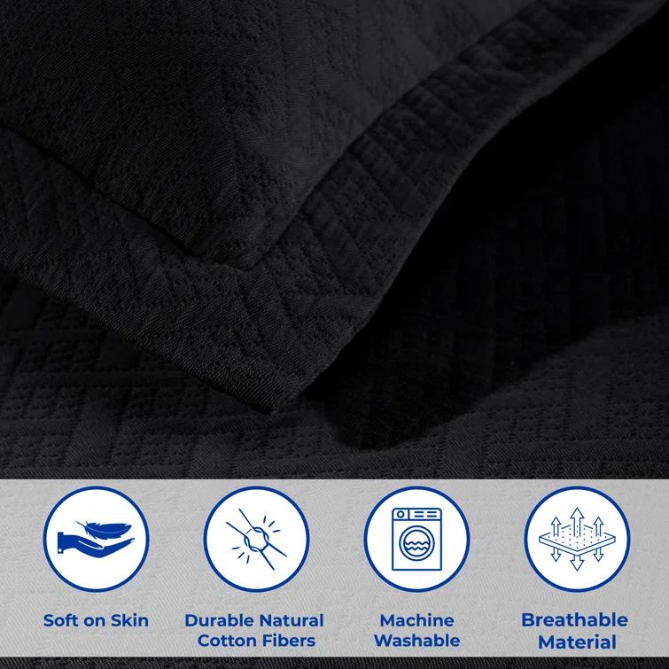 Superior Superior Cotton All Season Basketweave Medium Weight Bedspread Set with Shams