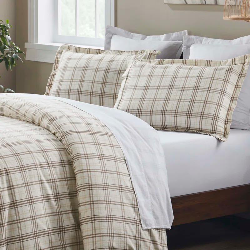 Superior Plaid Flannel Cotton Classic Modern Farmhouse Duvet Cover Set