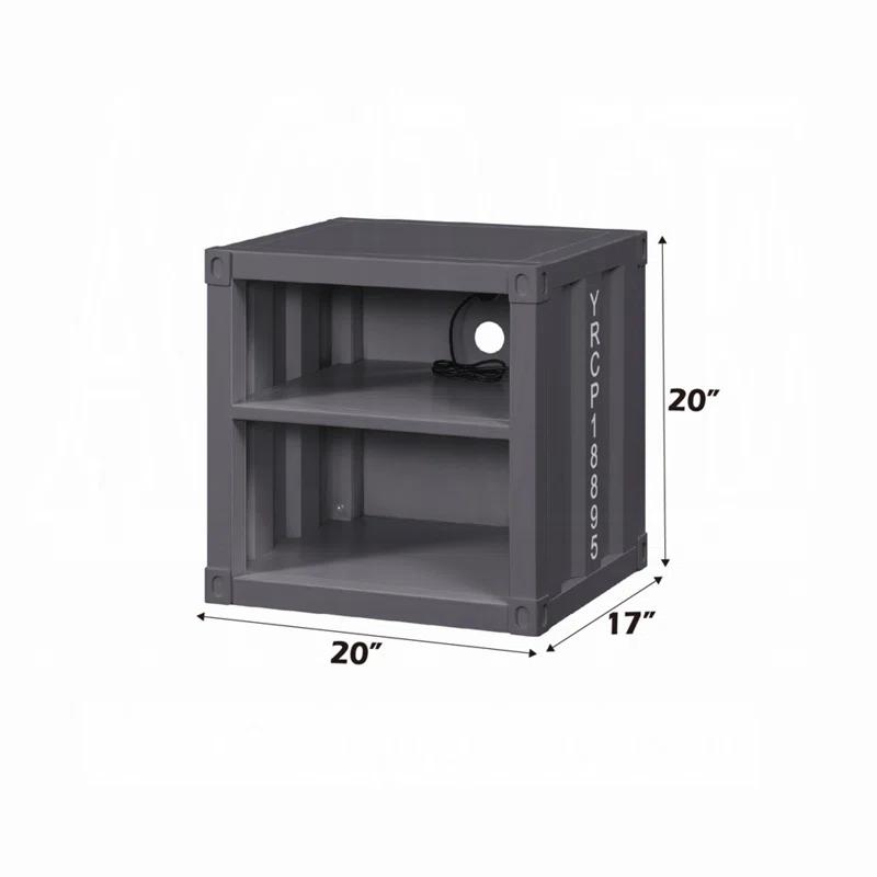 F&L Homes Studio Cargo Metal Nightstand W/USB
