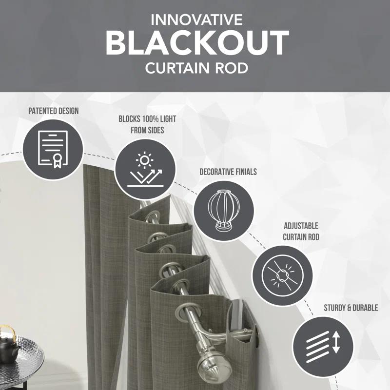 Commonwealth Home Fashions Blackout Rod Aluminum Adjustable Bay Window Single Curtain Rod