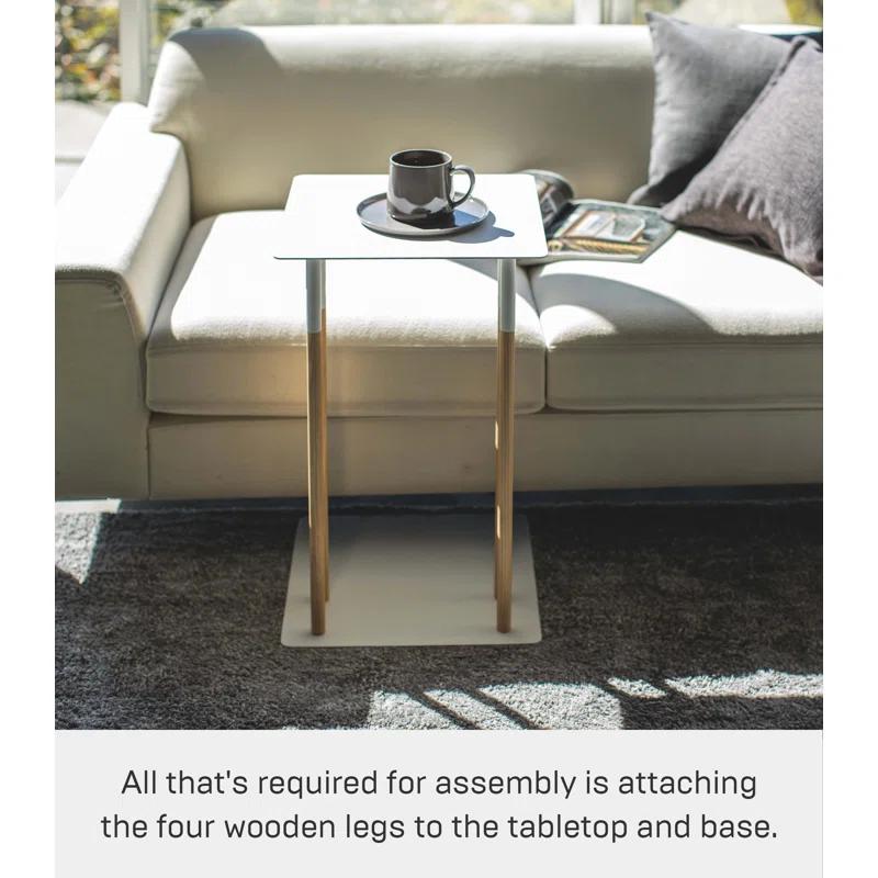 Plain Yamazaki Home Steel + Wood Sofa C Table End Table Coffee Tray, Bedside Or Living Room