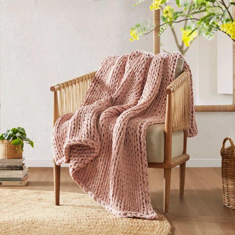 Kelly Clarkson Home Madison Hand Made Chunky Double Knit Throw Blanket