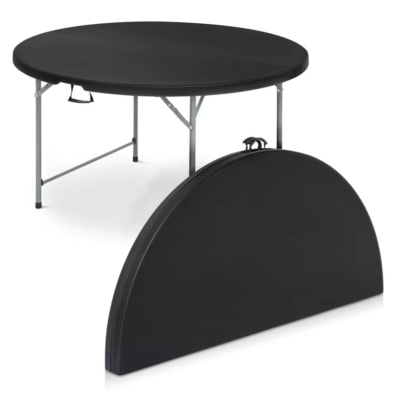 Plastic Round Folding Table, Portable Foldable Party Banquet Table for Camping Dining Outdoor Picnic