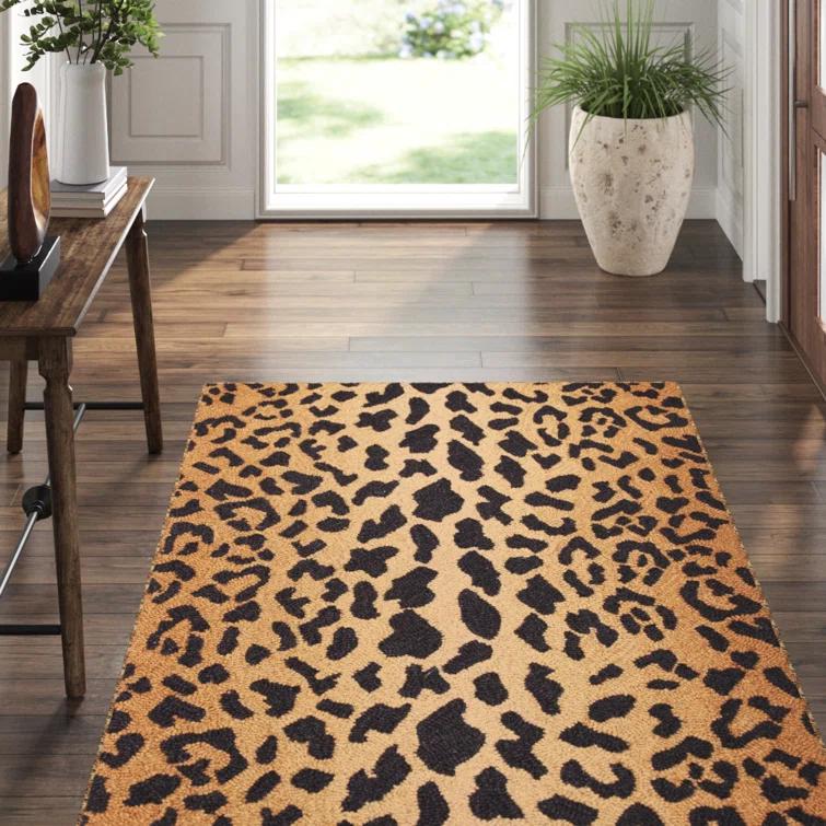 Hand Hooked Wool Animal Print Rug