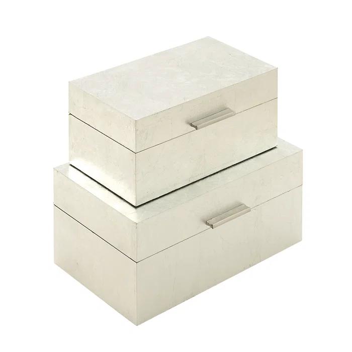 CosmoLiving by Cosmopolitan Wooden Decorative Box with Textured Foiled Exterior Set