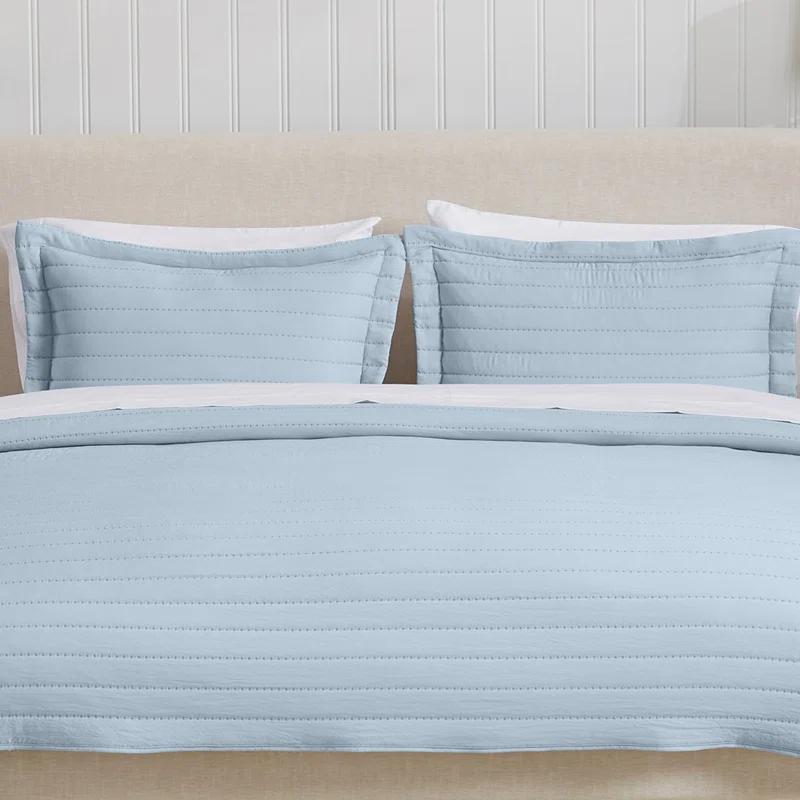 FreshFolds Solid Stitched Microfiber Quilt Set with Shams