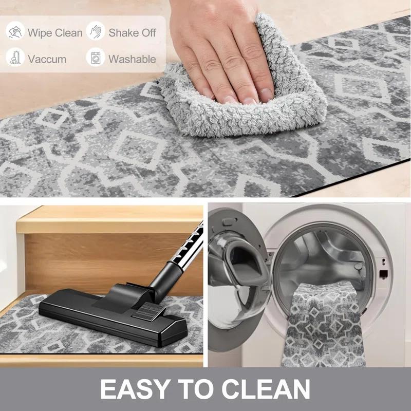 Bungalow Rose Stair Treads Non Slip For Wooden Steps, 15PCS 8"X30" Grey Rubber Backing Stair Runner Mats, Washable Reusable Carpet For Stairs Rugs Indoor Safety Staircase Step Treads For Kids Elders Dogs