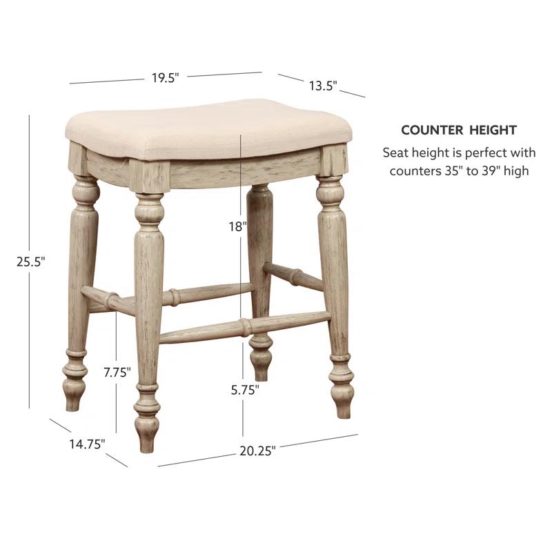 Elegant Marino 25" White Washed Wood Backless Counter Stool