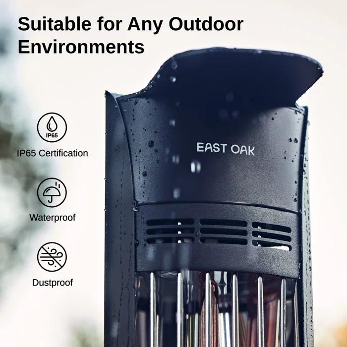 EAST OAK 1500W Electric Patio Heater with IP65 Tip-over Protection Waterproof