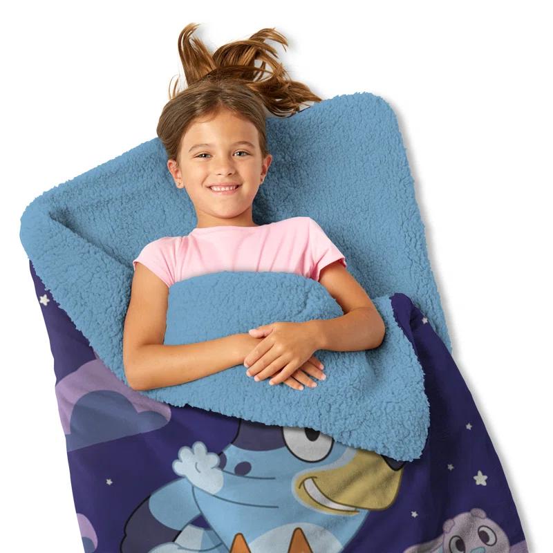 The Northwest Bluey Slumber Pups Silk Touch Throw Blanket Sherpa Slumber Bag 27x56 Inches