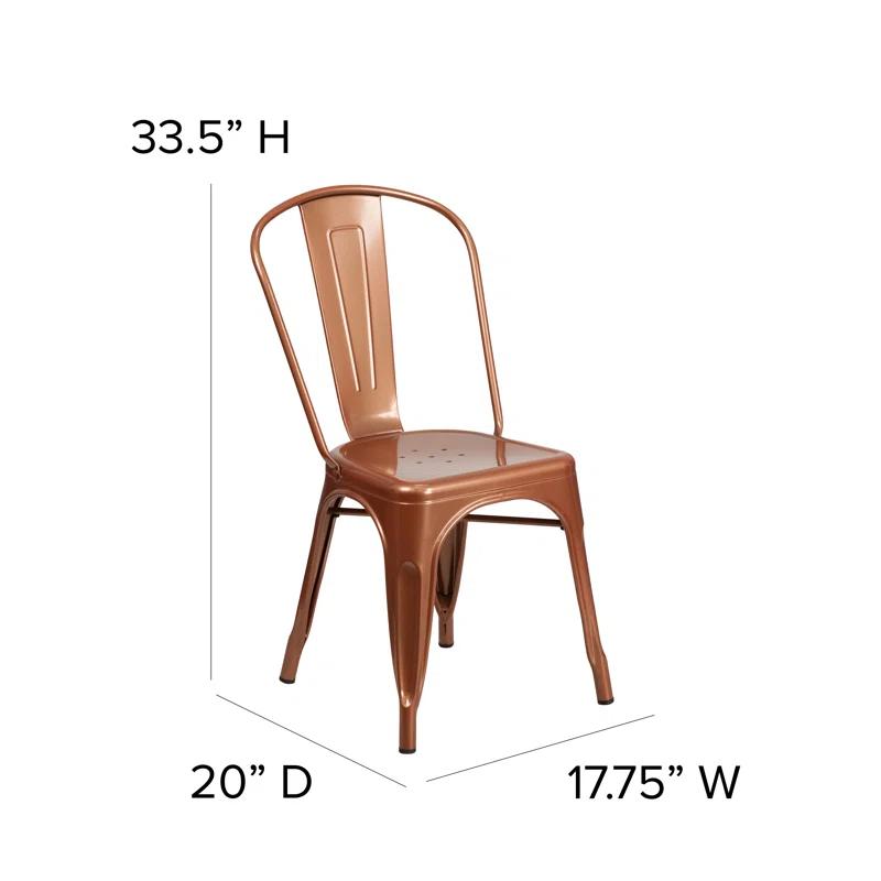 Flash Furniture Peterson Armless Metal Indoor-Outdoor Stackable Dining Chair (Set of 4)