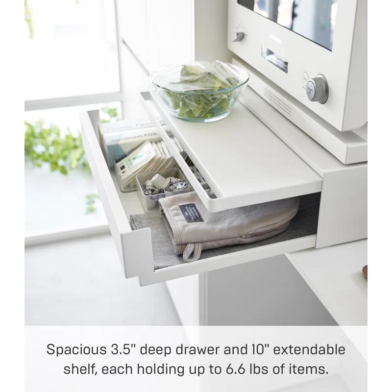 Yamazaki Home Yamazaki Home Countertop Drawer With Pull-Out Shelf, Steel, Holds 37 Lbs