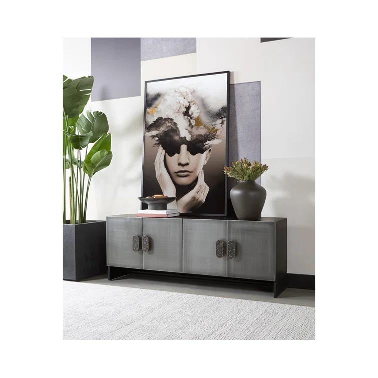 Viserys 72" Black and Silver Terrazzo Marble Sideboard