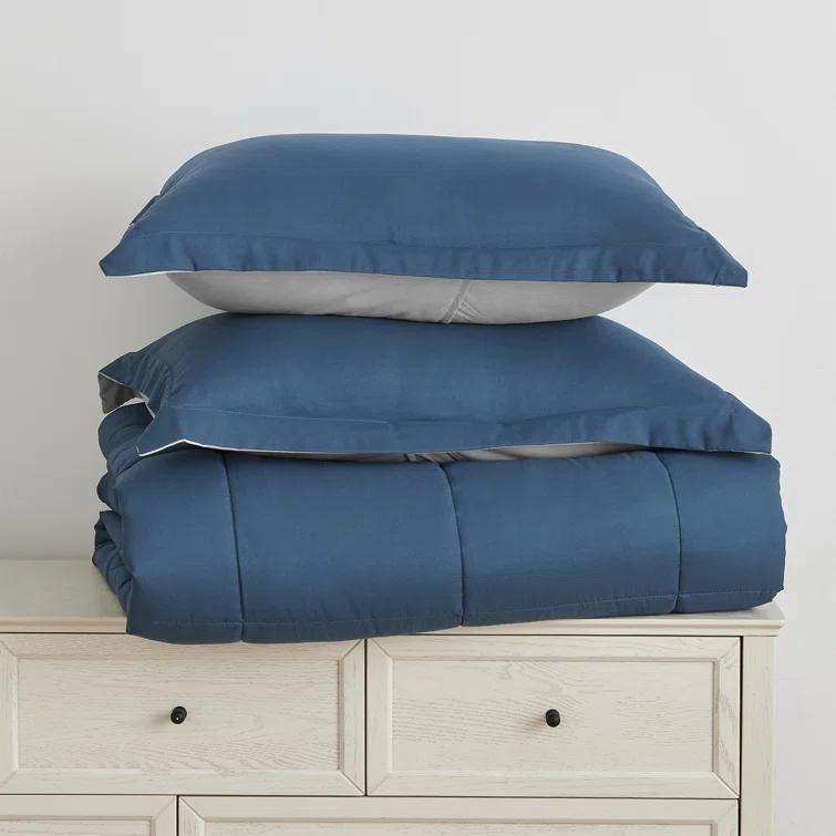 FreshFolds Reversible Microfiber Comforter Set with Shams