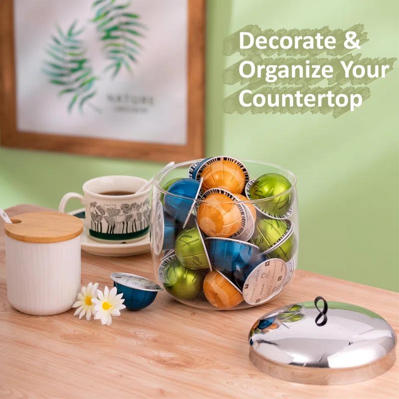 ColorLife Coffee Pod Holder, Coffee Pod Storage Compatible With 30 Nespresso Vertuo Pods, Glass K Cup Organizer For Counter, Espresso Capsule Holder For Keurig Kpod
