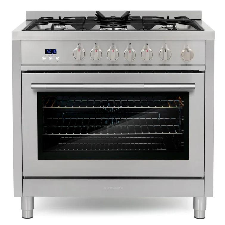 Cosmo Cosmo 36 in. Nebula Collection 3.8 cu. ft. Gas Range, 5 Burners, Rapid Convection Oven, Textured Grip Handle, Stainless Steel COS-965AGFC-202