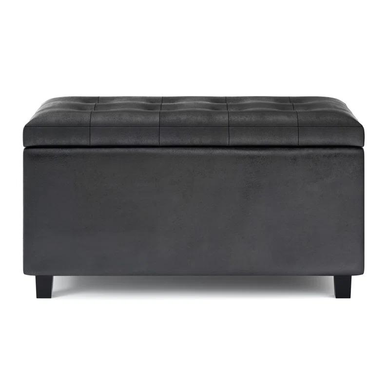 Simpli Home Cosmopolitan Faux Leather Ottoman