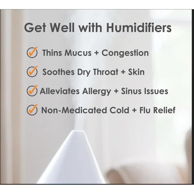 Crane USA Droplet Cool-Mist Humidifier with Vapor Tray, 0.5. Gal. - Clear & White