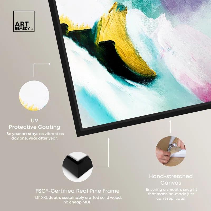 Art Remedy Art Remedy Still Violas Framed Blue Abstract 1 Piece Canvas Wall Art 56586