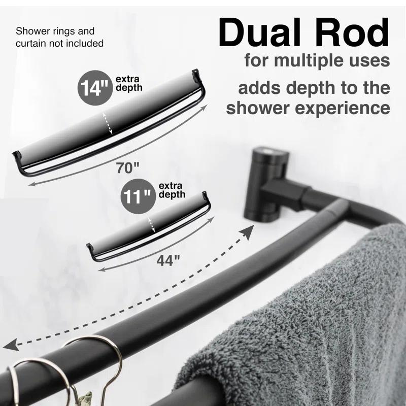 VOMGEB1 Double Curved Shower Rod, Durable Metal Construction