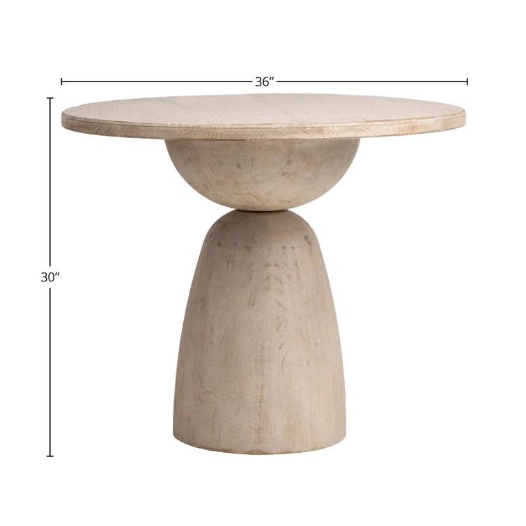 36" White Reclaimed Wood Round Dining Table