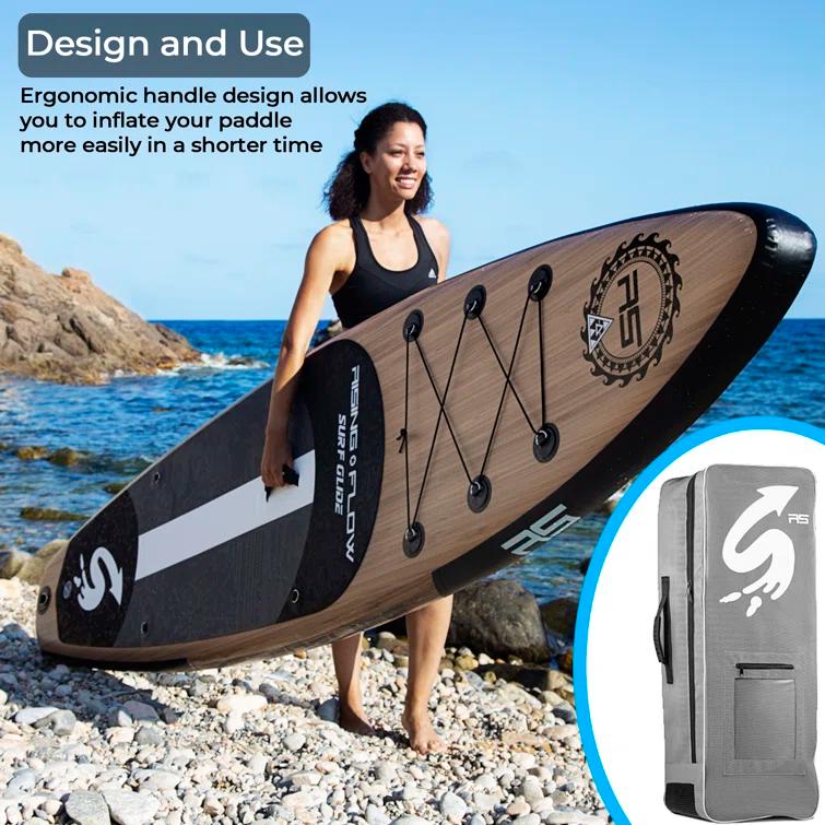 SereneLife Serenelife Inflatable Stand Up Paddle Board (6 Inches Thick) With Premium SUP Accessories & Carry Bag | Wide Stance, Bottom Fin For Paddling, Surf Control, Non-Slip Deck | Youth & Adult Standing Boat SLSUPB754