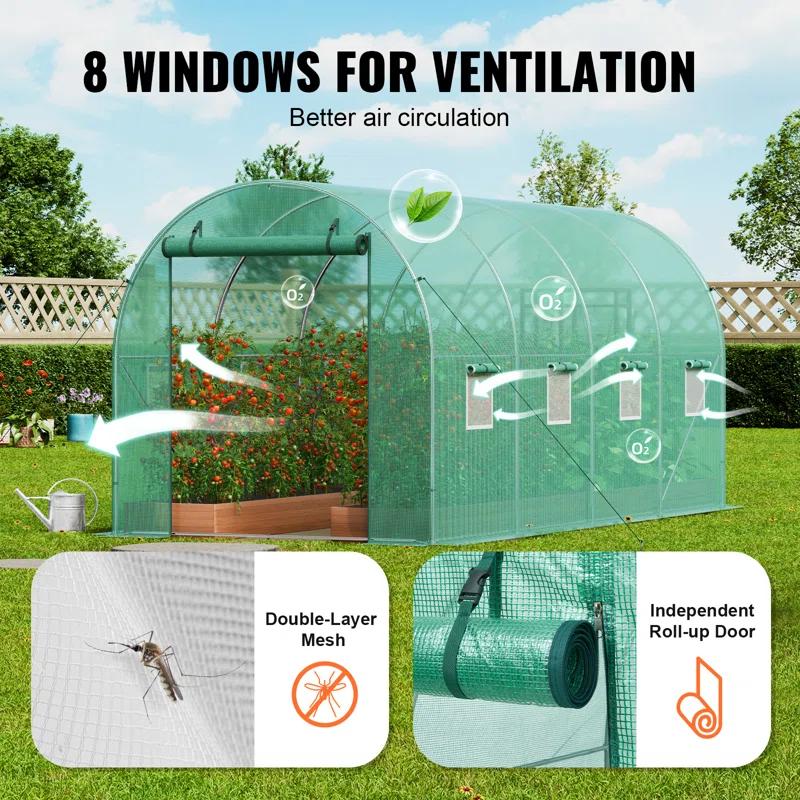VEVOR Walk-in Tunnel Greenhouse Galvanized Frame PE Cover