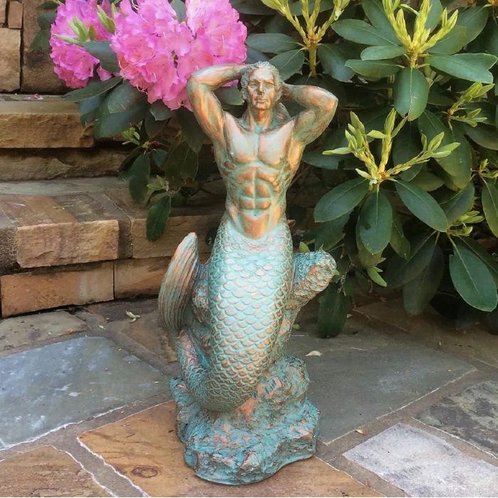 HomeStyles Life's a Beach Sexy Merman Mermaid on Coastal Rock Statue