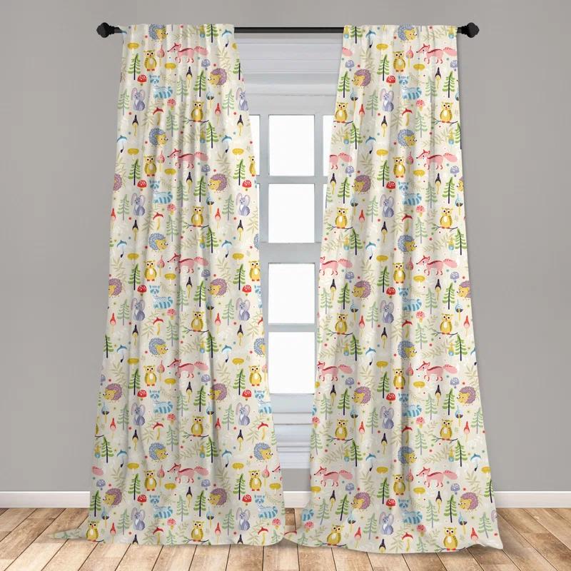 Ambesonne Colorful Semi-Sheer Rod Pocket Curtain Panels (Set of 2)