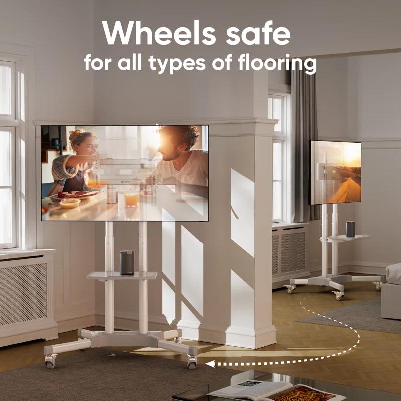 ONKRON Portable TV Stand With Wheels - Adjustable TV Stand for 32-65 Inch for TVs up to 110 lbs