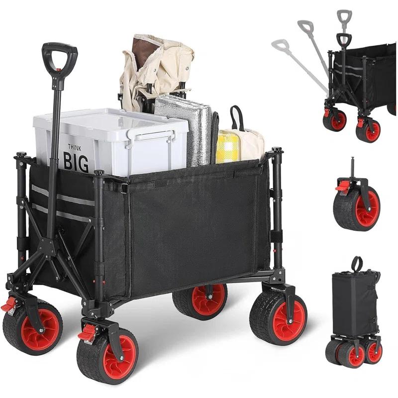 Zstar 220lb Capacity Folding Utility Cart, 360° Swivel Wheels