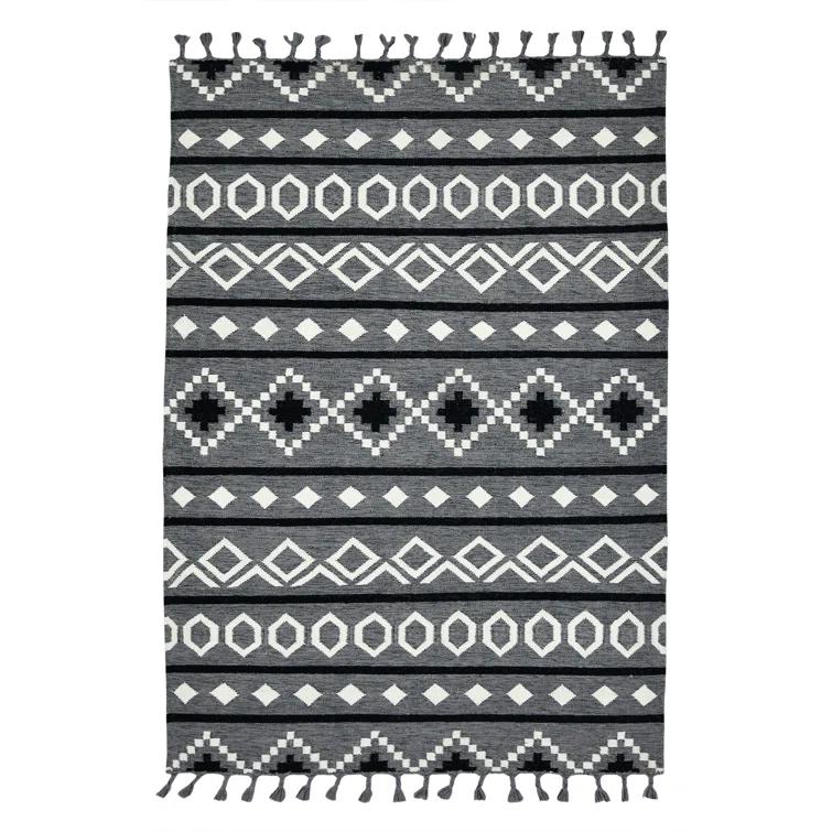 Union Rustic Oneil Moroccan Handmade Wool Gray Area Rug