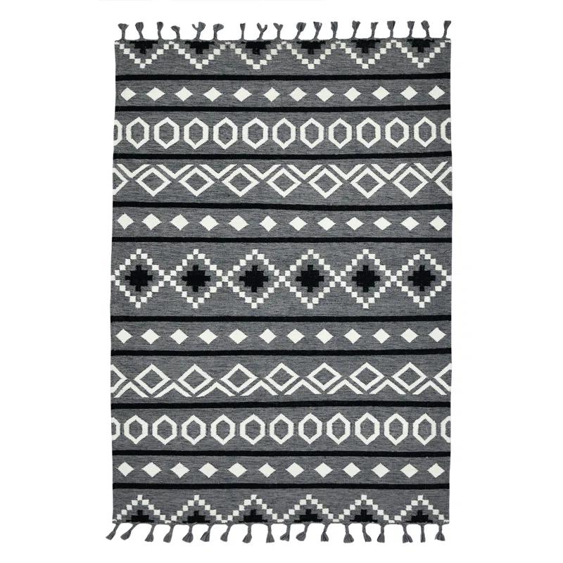 Union Rustic Oneil Moroccan Handmade Wool Gray Area Rug