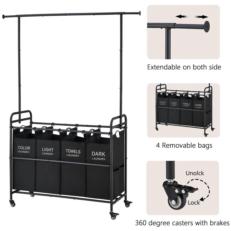Metal Laundry Cart with Wheels