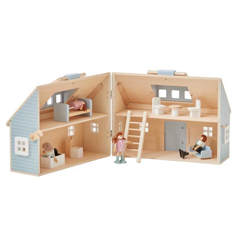 Teamson Kids Olivia's Little World Quaint Portable Doll Cottage + Accessories for 3.5" Dolls