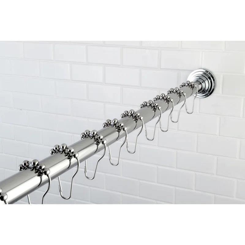 Kingston Brass Edenscape 60-Inch to 72-Inch Adjustable Shower Curtain Rod with Rings Combo