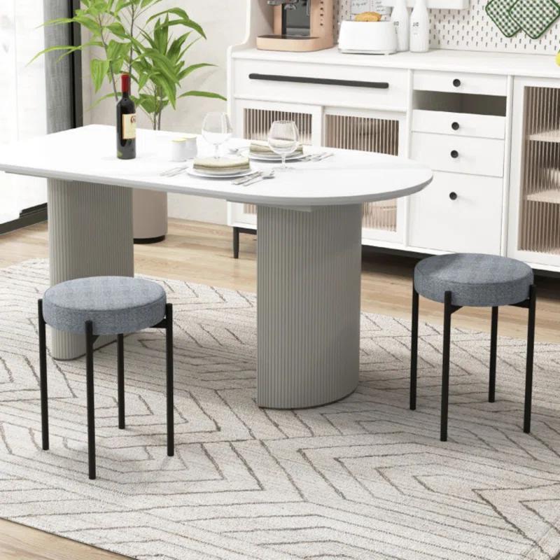 George Oliver Bar Stools Set Of 4 Upholstered Kitchen Stools With Foot Pads
