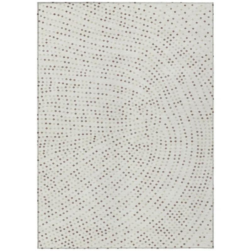 Machine Washable Indoor/Outdoor Chayden ACN1021 Ivory 8' x 8' Round Rug