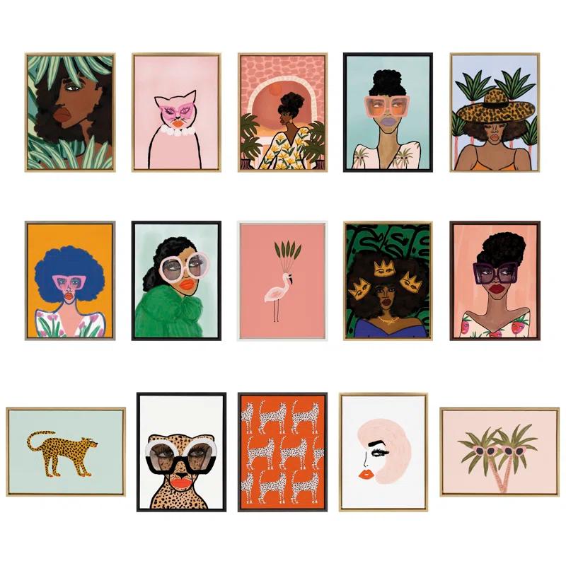 Kate and Laurel " Glam Cat V2 " by Kendra Dandy Of Bouffants And Broken Hearts Painting Print